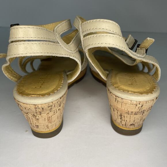 🍒 Bussola St. Tropez Women’s Cork Leather Wedge Sandals Beige Strappy EU39 US8 - Picture 5 of 10